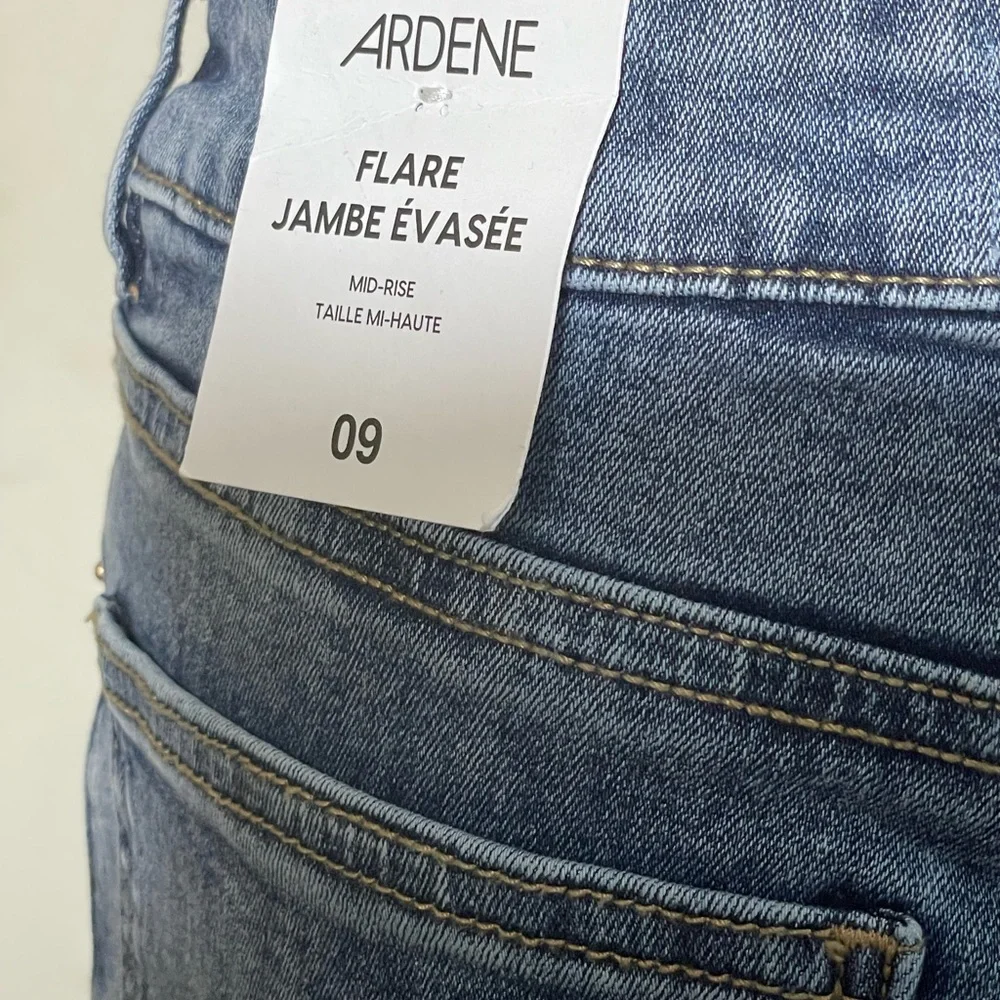Sz 9 Ardene women’s mid rise flare leg blue jeans stretchy jeans - Picture 4 of 13